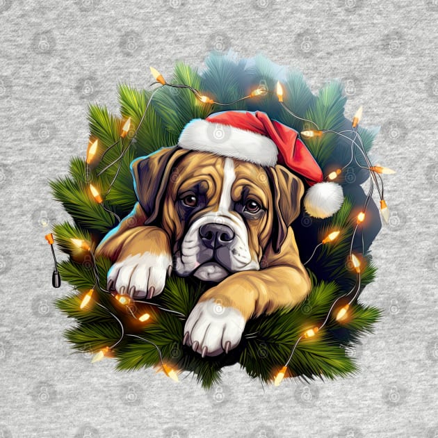 Lazy Boxer Dog at Christmas by Chromatic Fusion Studio